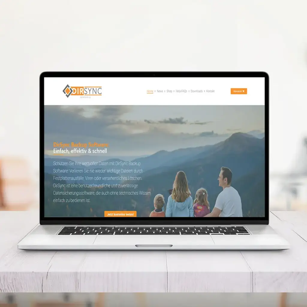 Modernes Rebranding und Landingpage-Design für die Backup-Software DirSync.