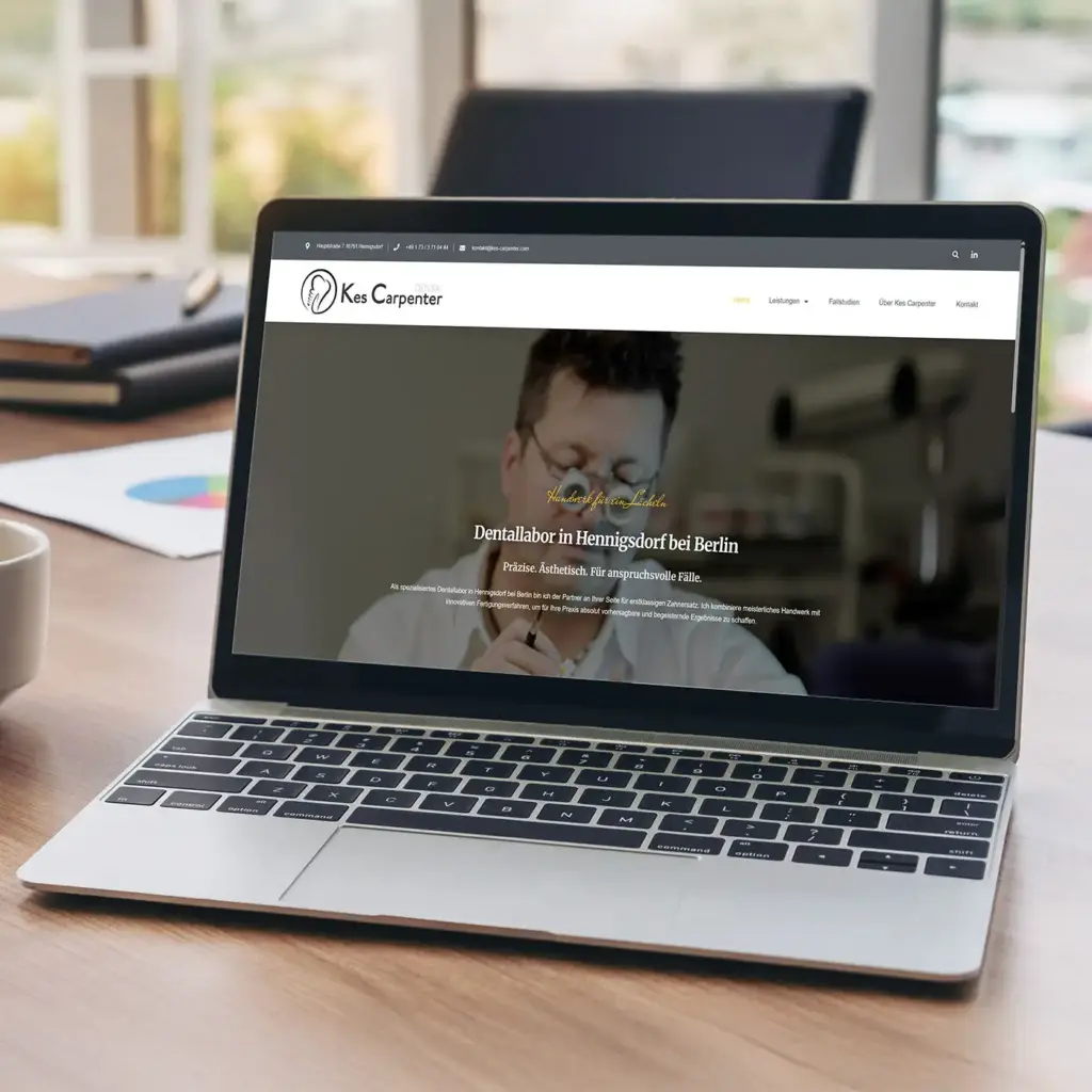 Kompletter Website-Relaunch für das Dentallabor Kes Carpenter – Modernisierung und SEO-Optimierung.